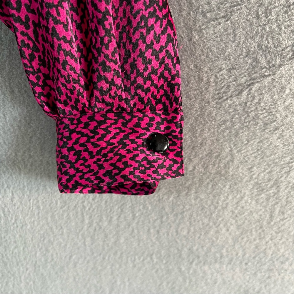Structured Shoulder Blouse VTG 80s Liz Claiborne 8 Office Dopamine Dressing Pink - Picture 6 of 12